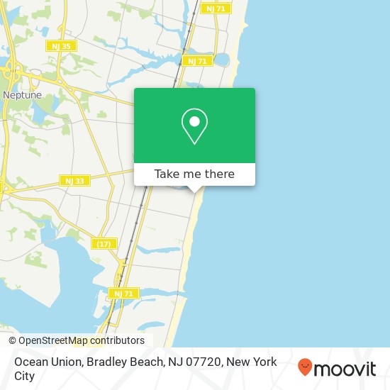 Mapa de Ocean Union, Bradley Beach, NJ 07720