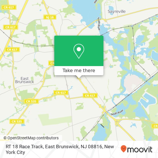 Mapa de RT 18 Race Track, East Brunswick, NJ 08816