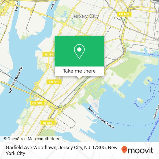 Mapa de Garfield Ave Woodlawn, Jersey City, NJ 07305