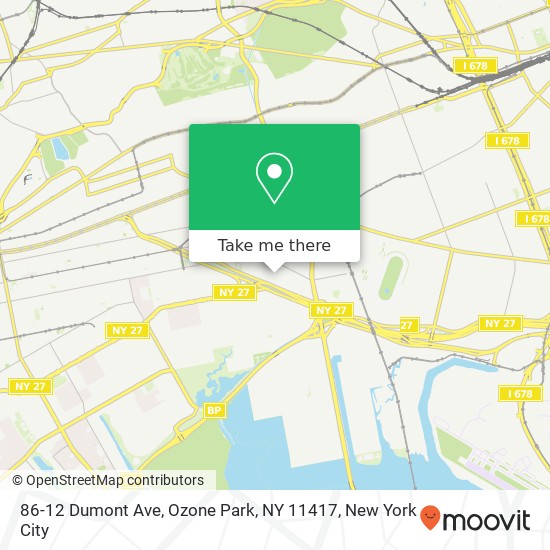 Mapa de 86-12 Dumont Ave, Ozone Park, NY 11417