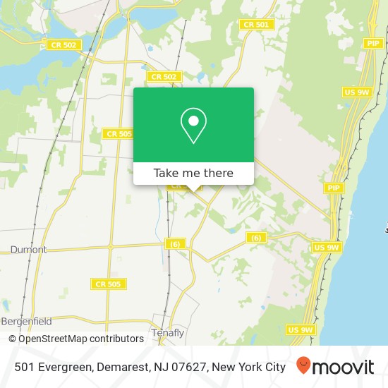 Mapa de 501 Evergreen, Demarest, NJ 07627
