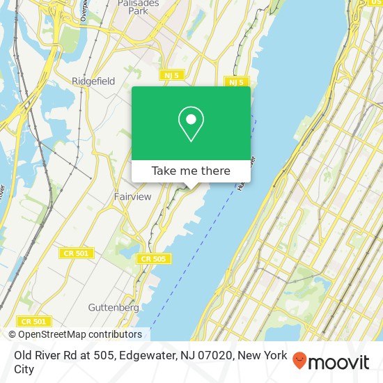 Mapa de Old River Rd at 505, Edgewater, NJ 07020