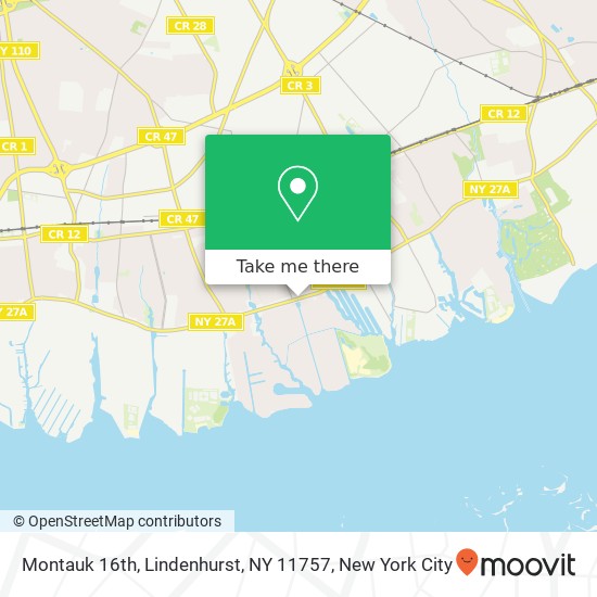 Mapa de Montauk 16th, Lindenhurst, NY 11757