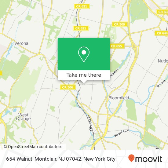 Mapa de 654 Walnut, Montclair, NJ 07042