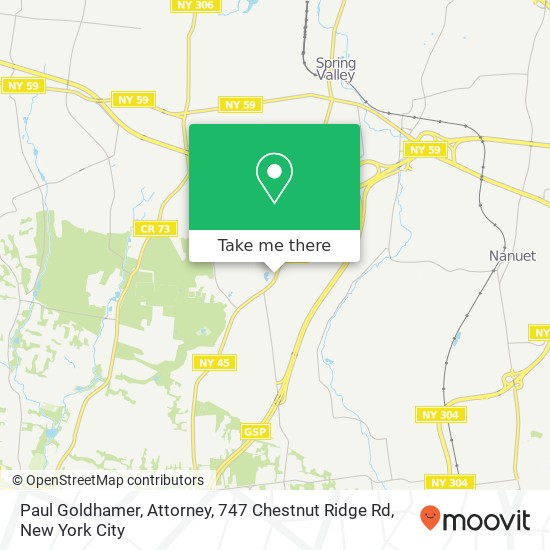 Paul Goldhamer, Attorney, 747 Chestnut Ridge Rd map