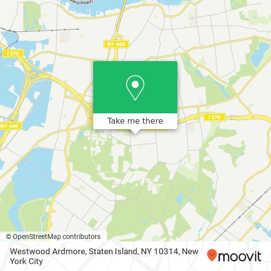 Mapa de Westwood Ardmore, Staten Island, NY 10314