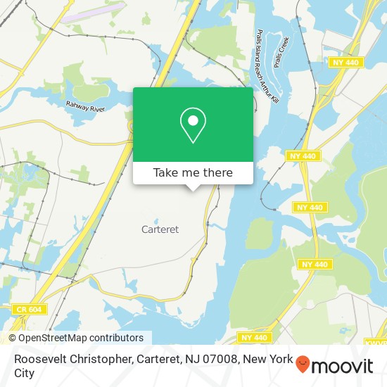 Mapa de Roosevelt Christopher, Carteret, NJ 07008