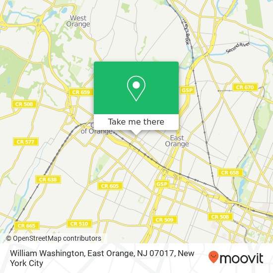 Mapa de William Washington, East Orange, NJ 07017
