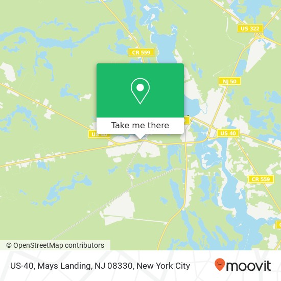 US-40, Mays Landing, NJ 08330 map