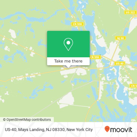 Mapa de US-40, Mays Landing, NJ 08330