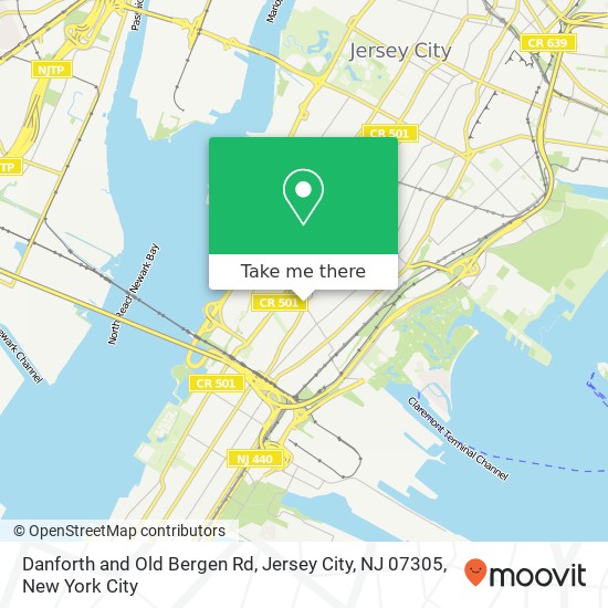 Mapa de Danforth and Old Bergen Rd, Jersey City, NJ 07305