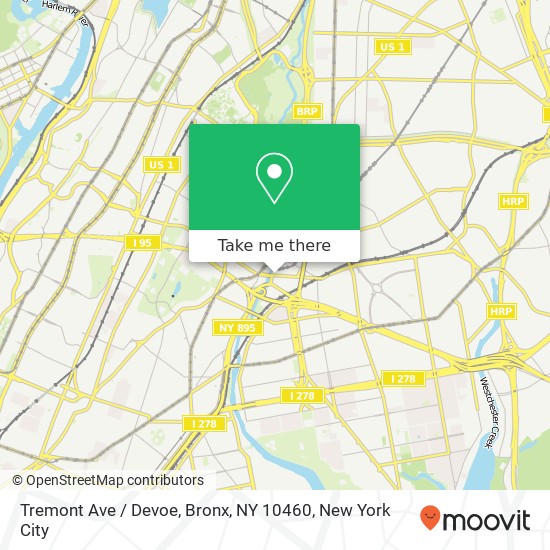 Mapa de Tremont Ave / Devoe, Bronx, NY 10460