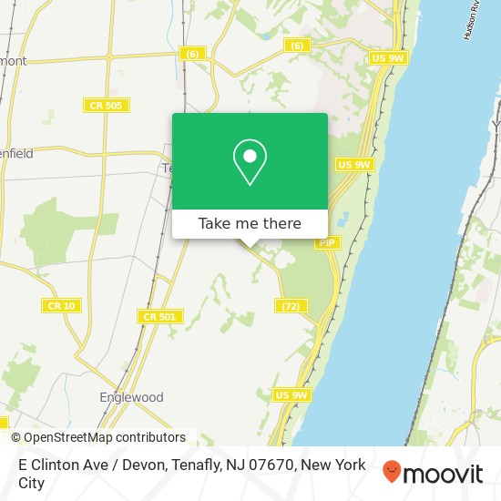 Mapa de E Clinton Ave / Devon, Tenafly, NJ 07670