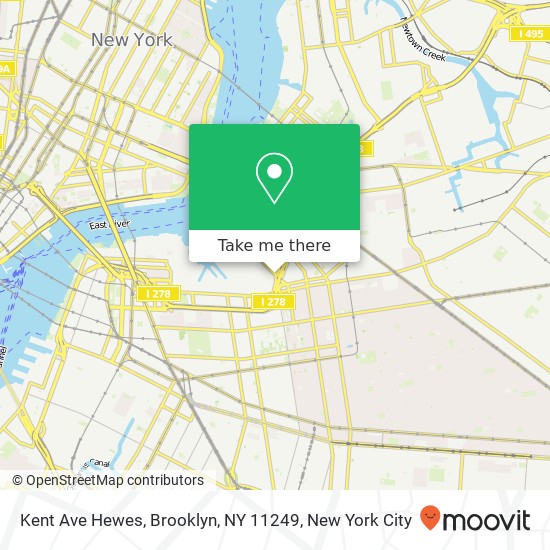 Mapa de Kent Ave Hewes, Brooklyn, NY 11249