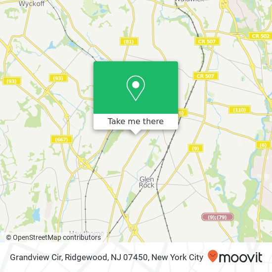 Mapa de Grandview Cir, Ridgewood, NJ 07450