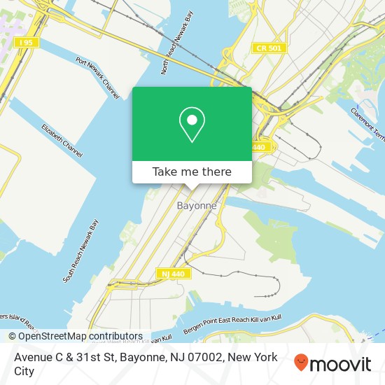 Mapa de Avenue C & 31st St, Bayonne, NJ 07002