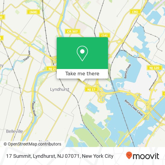 Mapa de 17 Summit, Lyndhurst, NJ 07071
