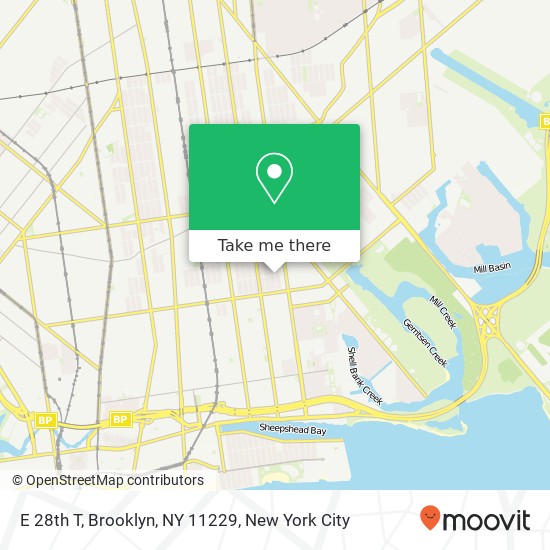 Mapa de E 28th T, Brooklyn, NY 11229
