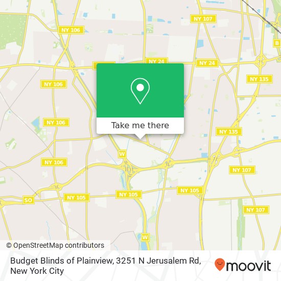 Mapa de Budget Blinds of Plainview, 3251 N Jerusalem Rd