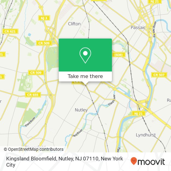 Mapa de Kingsland Bloomfield, Nutley, NJ 07110