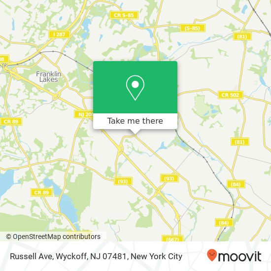 Mapa de Russell Ave, Wyckoff, NJ 07481