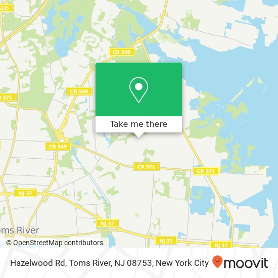 Mapa de Hazelwood Rd, Toms River, NJ 08753