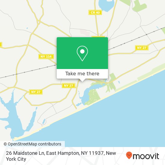 Mapa de 26 Maidstone Ln, East Hampton, NY 11937