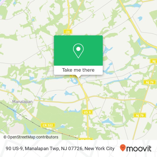 Mapa de 90 US-9, Manalapan Twp, NJ 07726