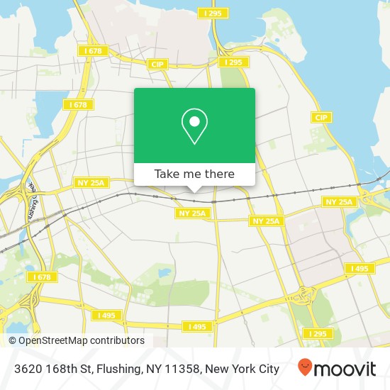 Mapa de 3620 168th St, Flushing, NY 11358