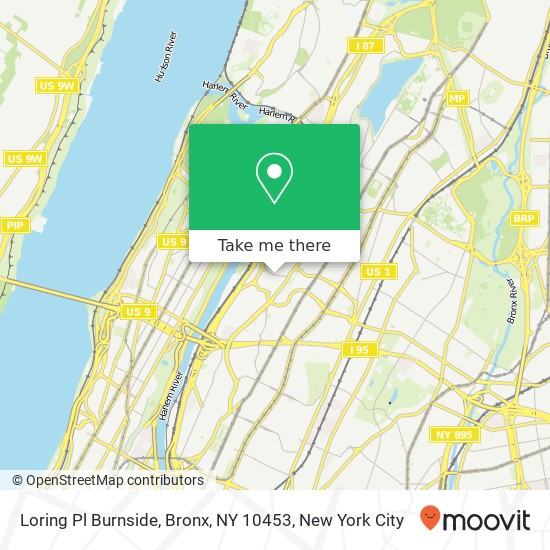 Mapa de Loring Pl Burnside, Bronx, NY 10453