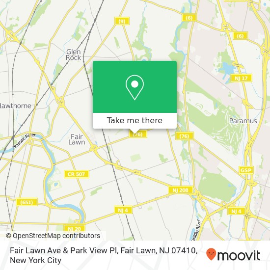 Fair Lawn Ave & Park View Pl, Fair Lawn, NJ 07410 map