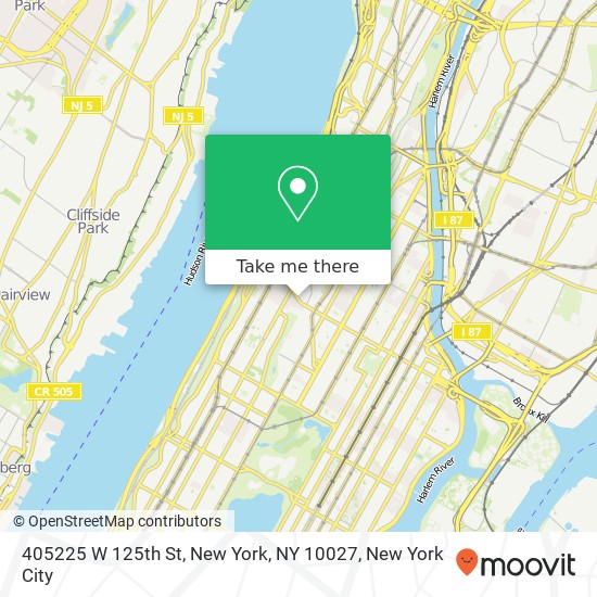 405225 W 125th St, New York, NY 10027 map