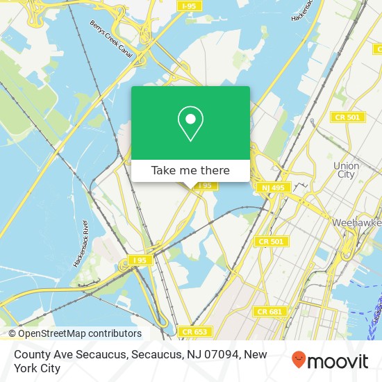 Mapa de County Ave Secaucus, Secaucus, NJ 07094