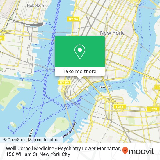 Weill Cornell Medicine - Psychiatry Lower Manhattan, 156 William St map