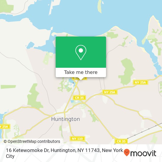 Mapa de 16 Ketewomoke Dr, Huntington, NY 11743