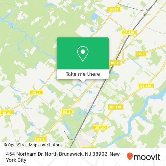 Mapa de 454 Northam Dr, North Brunswick, NJ 08902
