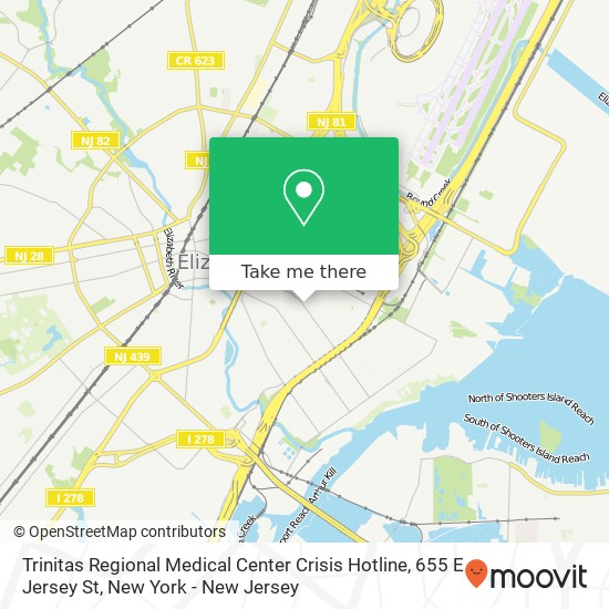 Trinitas Regional Medical Center Crisis Hotline, 655 E Jersey St map