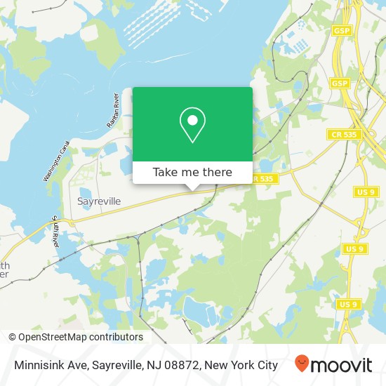 Mapa de Minnisink Ave, Sayreville, NJ 08872