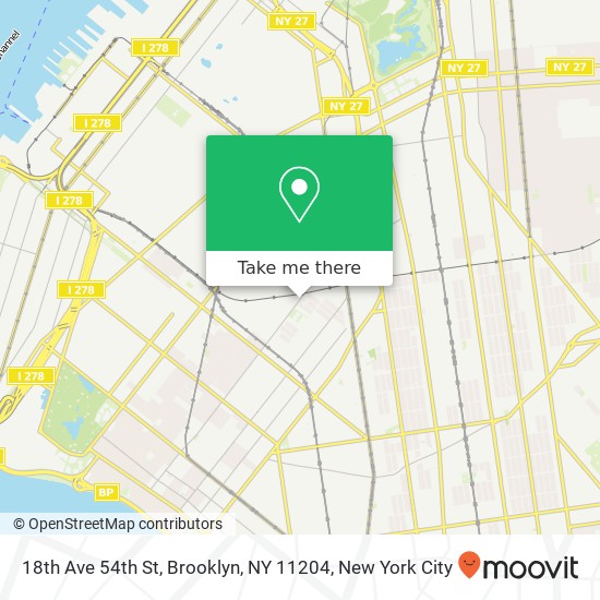 Mapa de 18th Ave 54th St, Brooklyn, NY 11204