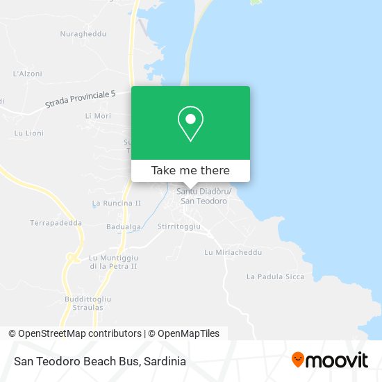 San Teodoro Beach Bus map