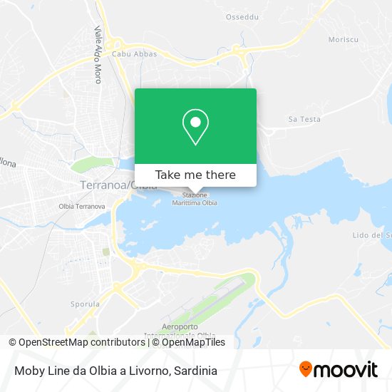 Moby Line da Olbia a Livorno map