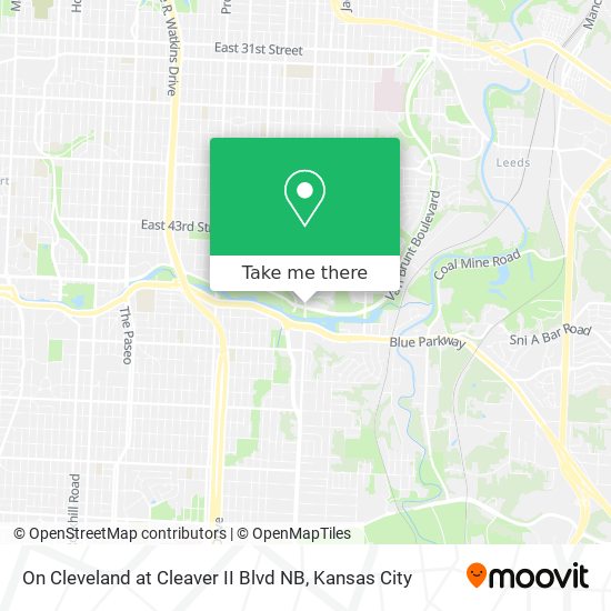 On Cleveland at Cleaver II Blvd NB map
