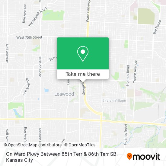 On Ward Pkwy Between 85th Terr & 86th Terr SB map