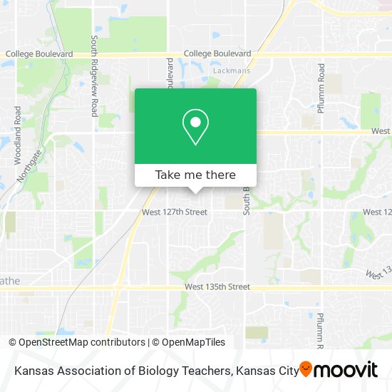 Mapa de Kansas Association of Biology Teachers