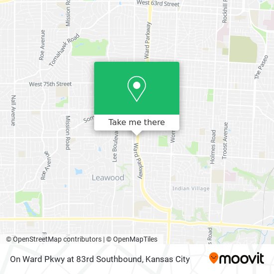 On Ward Pkwy at 83rd Southbound map