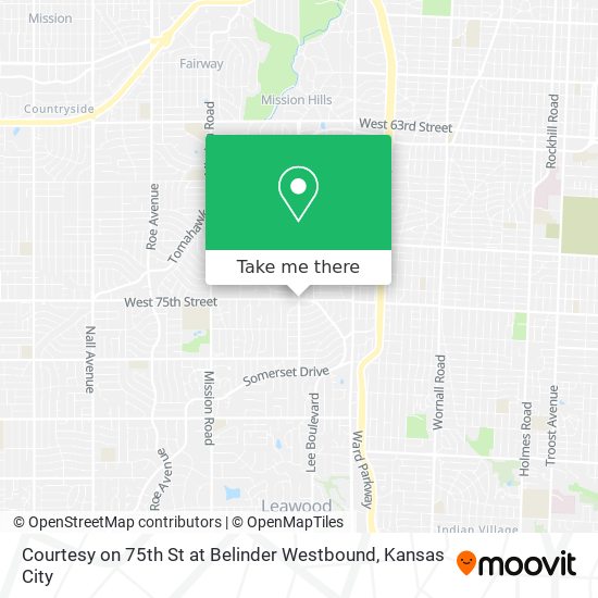 Mapa de Courtesy on 75th St at Belinder Westbound