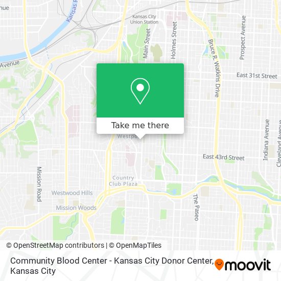 Mapa de Community Blood Center - Kansas City Donor Center