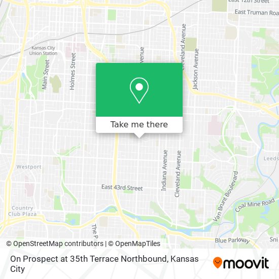 On Prospect at 35th Terrace Northbound map