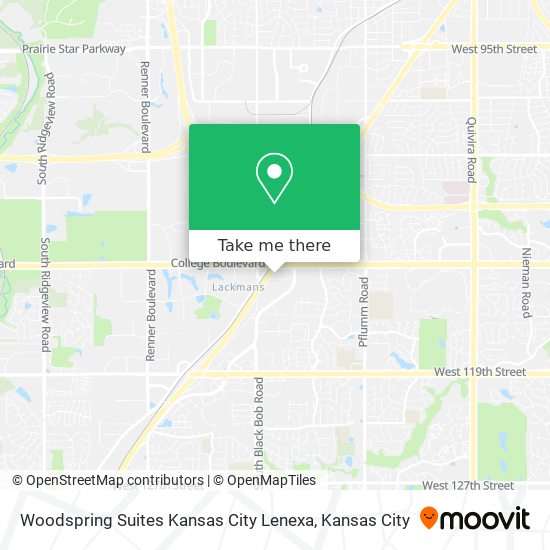 Mapa de Woodspring Suites Kansas City Lenexa