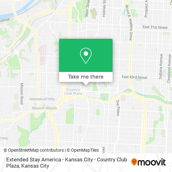 Mapa de Extended Stay America - Kansas City - Country Club Plaza